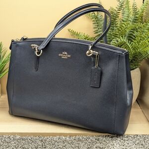 Coach Navy Blue Leather Handbag